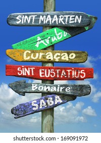 Islands of the Dutch Caribbean sign post