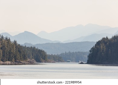 Islands In Johnstone Strait On A Misty Morning