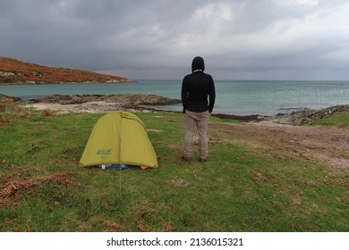 Isle of Gigha. Kintyre. Scotland. October. 25. 2021. Wild camping An Doirlinn isthmus