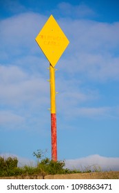 Isle Of Grain, United Kingdom, 18th May 2018:- Sign Marking The Point Where An Undersea Telephone Cable Comes Ashore