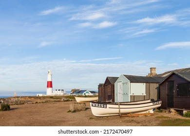 Isle Of Portland, UK - July 22nd 2016: A View Of Portland Bill Lighthouse On A Summer Morning.