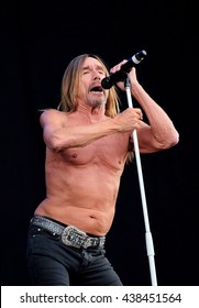 Isle Of Wight Festival - June 8 2016: American Singer-songwriter Iggy Pop, Performing On The Main Stage At I.o.W Festival, Newport, Isle Of Wight, June 8, 2016 In  Isle Of Wight, UK