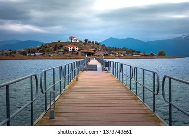 The Islet Of Agios Achilios In Small Prespa Lake, Greece