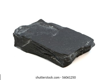 Isloated Sample Of A Black Slate Rock