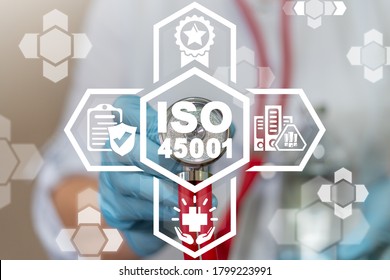 ISO 45001 Medical Safety Health Work Standard Concept.