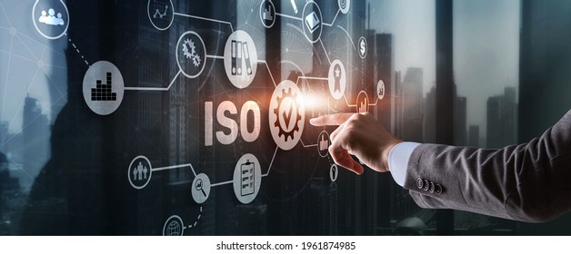 ISO Certification Concept Standard Quality Control. International Information Security Standard