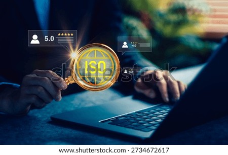 ISO Certification Process Office Digital Content Professional Environment Close-Up View Quality Assurance Concepts for Enhanced Business Operations