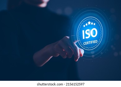 ISO standards quality control concept. Hand pointing the best quality assurance with five stars or guarantee product and ISO service, Certification, Assurance, Guarantee, Internet Business, Technology