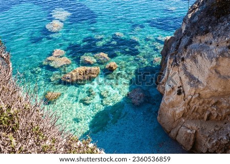 isola d'Elba, italy, a beautiful Island. Capo Bianco beach elba island drone Foto stock © 