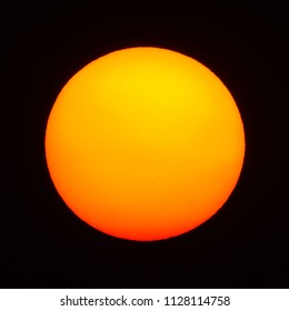 Isolate Big Red Sun With Black Background