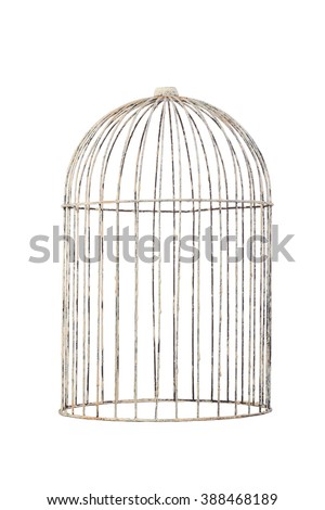 isolate bird cage rustic vintage style on white background