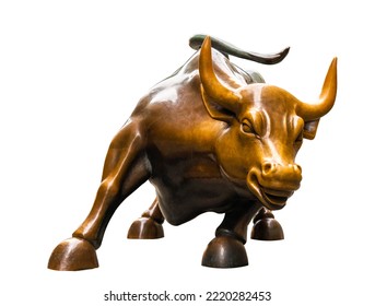 Símbolo aislado de comercio de acciones de toros tallados en el bajo Manhattan