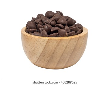 isolate of chocolate chip pear shape in a wooden bowl - Powered by Shutterstock