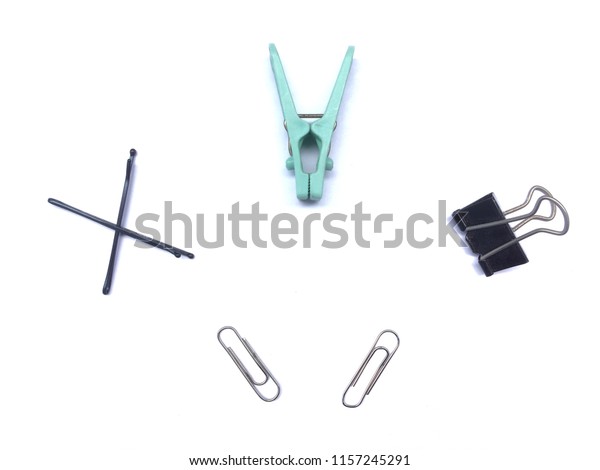 Isolate Clips Different Types Paper Cloth Stock Photo Edit Now