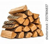 Isolate Firewood on white background, wood background, firewood, stacked the logs in the fireplace, these small pieces of wood as kindling