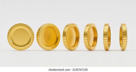 Isolate of golden coins in different angles on white background for business investment and currency exchange forex concept by 3d render. - Shutterstock ID 2135767135