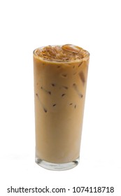 Isolate Iced Latte Coffee On White Background.In Cluding Mocha Cappuccino Espresso.