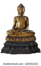 Isolate Old Buddha On White Background