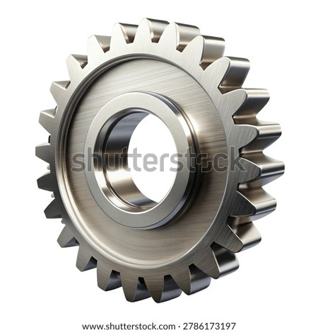Isolated 3D Render of a Shiny Metallic Gear Wheel for Mechanical Systems isolated on white background
