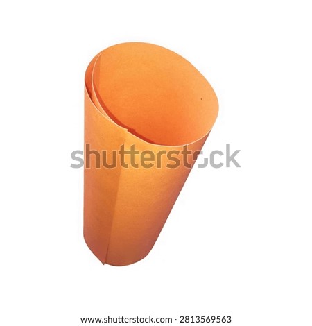 Isolated 3D rendering of an orange paper cup showing a transparent cutaway lid, highlighting the interior space and structure.