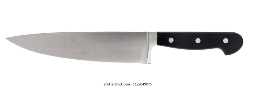 Isolated 8-inch chef's kitchen knife. Sharp...do not touch! - Shutterstock ID 1122043976