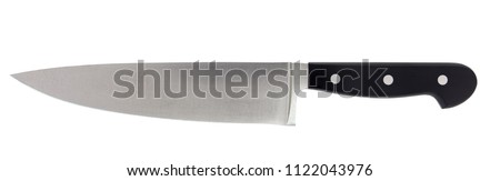 Isolated 8-inch chef's kitchen knife. Sharp...do not touch!