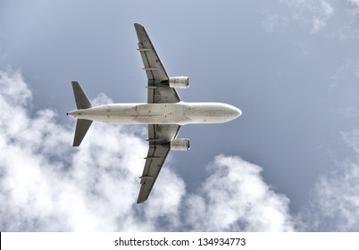 Isolated Airplane Seen From Below