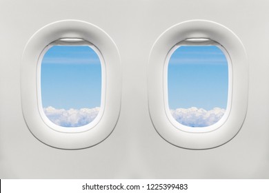 Isolated Airplane Window From Customer Seat View