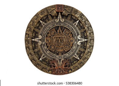 Isolated ancient Aztec calendar