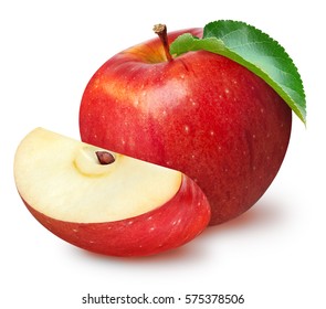 Isolated apples. Whole red apple fruit with slice (cut) isolated on white with clipping path - Powered by Shutterstock