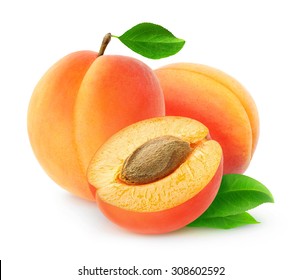 Isolated apricot. Fresh cut apricot fruits isolated on white background, with clipping path - Powered by Shutterstock