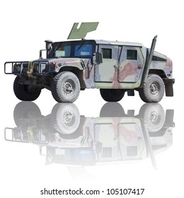 Isolated Army Humvee With Clipping Path