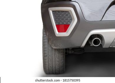 Isolated Back End Of A Car Over White Background