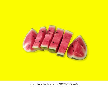 Isolated Background Fruit Red Sliced Watermelon, Luscious Fruit View To Eat On A Hot Day Good Replacement For Water In The Body