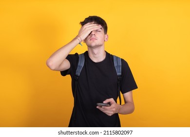 isolated backpack student with thoughtful expression