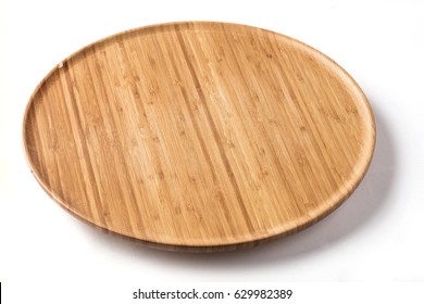 Isolated Bamboo Lazy Susan On A White Background