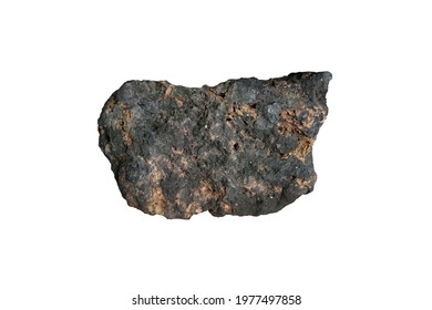 Isolated Basalt Mafic Extrusive Rock On White Backgroud.