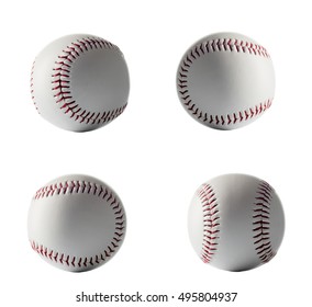 Isolated Base Ball Set On White Background Close Up.