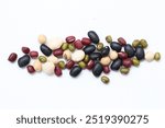 Isolated of beans, beans isolated on white background, black bean red bean soybeans mung beans with white bean on white