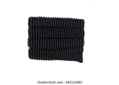 Isolated Black Elastic Hair Band On White Background