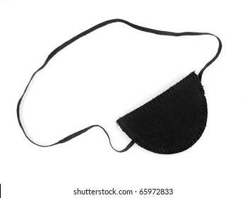 Isolated Black Eye Patch With Elastic Band On White