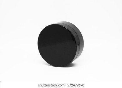 Isolated Black Plastic Jar With Lid