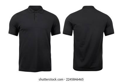 Camiseta de polo negro aislada sobre fondo blanco