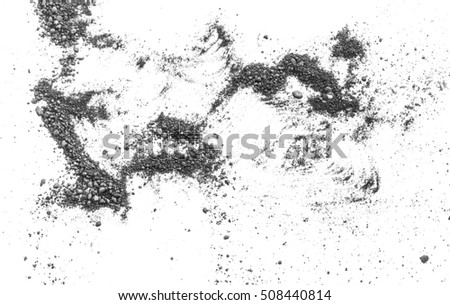 Isolated black powder on a white background