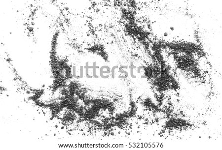 Isolated black powder on a white background