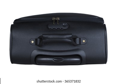 Isolated Black Suitcase In Top View