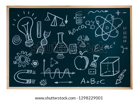 Similar – Chemiker und mathematische Zeichnungen auf Tafelhintergrund