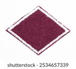 Isolated blank burgundy diamond patch with white embroidered outline.