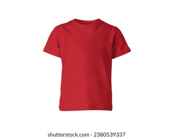 The isolated blank fashion T-shirt red color front mockup template on transparent background