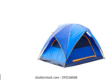 Isolated Blue Dome Tent With Clipping Path